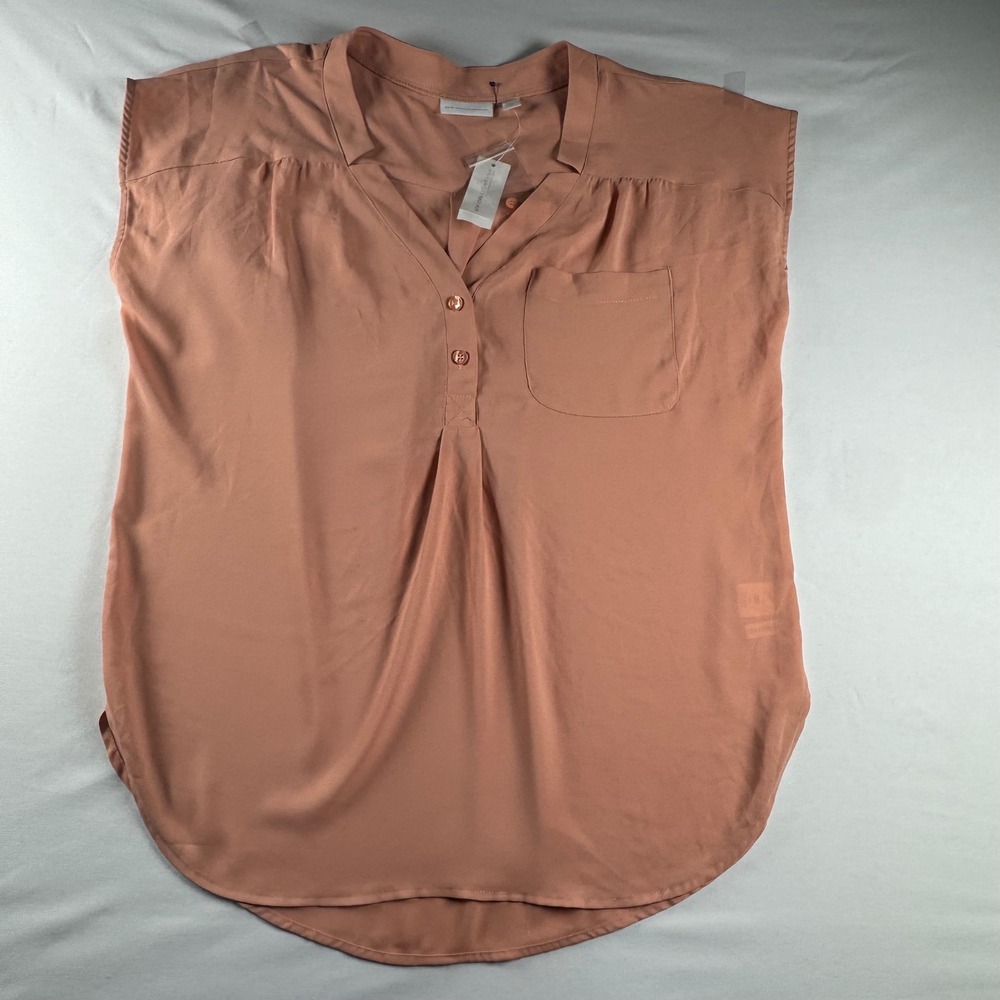 New York & Company Womens Peach V-Neck Sleeveless Blouse Top Medium NWT 8991‎